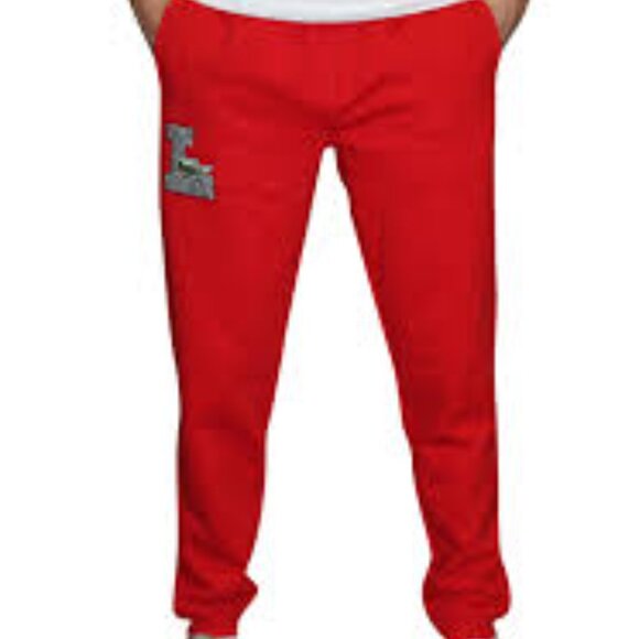 Lacoste Chenille Graphic Logo Patch Red Fleece Jogger SweatPants Men's 4XL